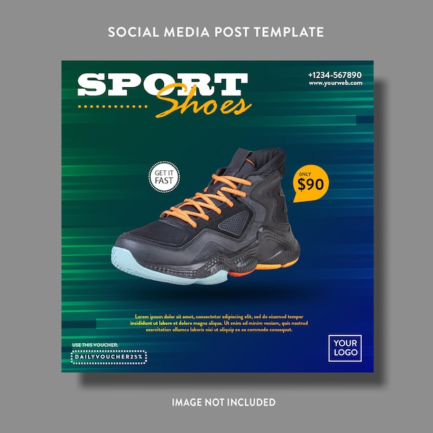 Vettore scarpe promozione prodotto vendita post sui social media o modello di volantino