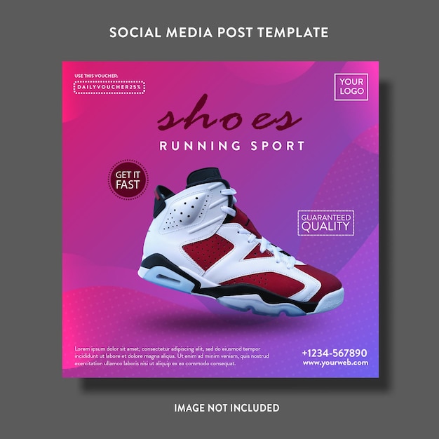 Vettore modello di post o volantino sui social media di vendita di promozione del prodotto di scarpe