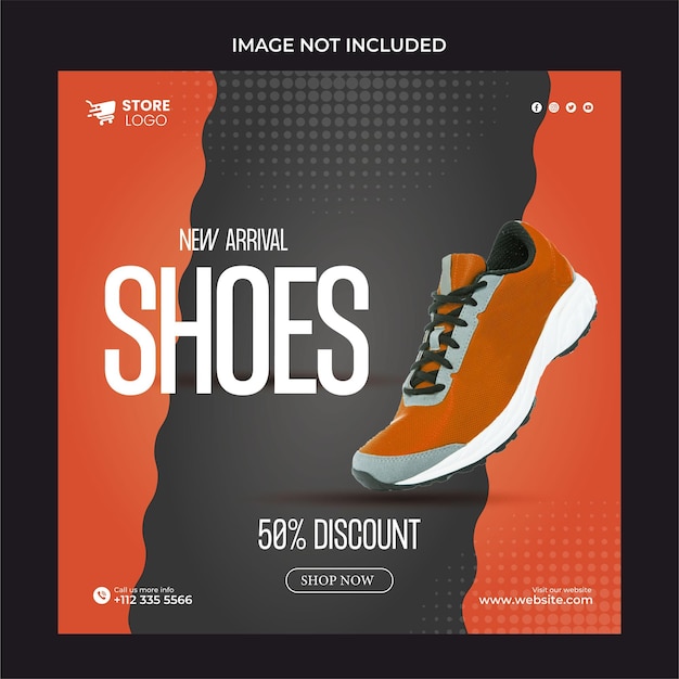 Vector shoes sale for social media post or square banner template design