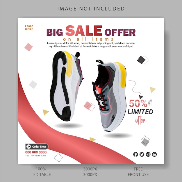 Shoes sale for social media post template design