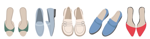 Vector shoes set top view white background vector