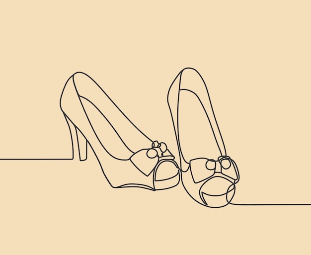 Vector shoes on single line art