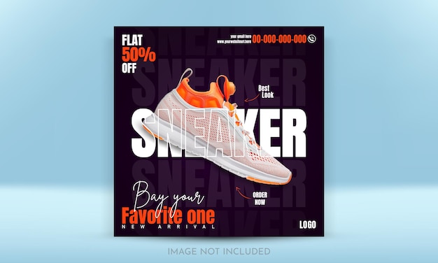 Shoes sneakers footwear social media post or square banner design template