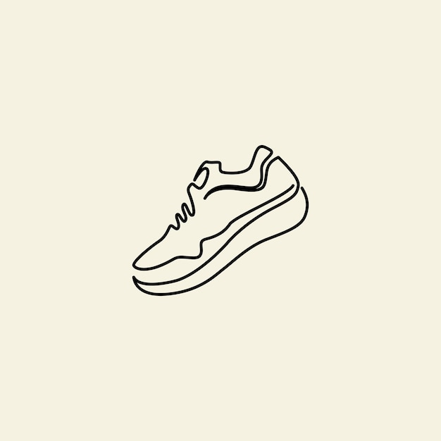 Shoes sneakers logo with minimalistic style line vector icon illustration design