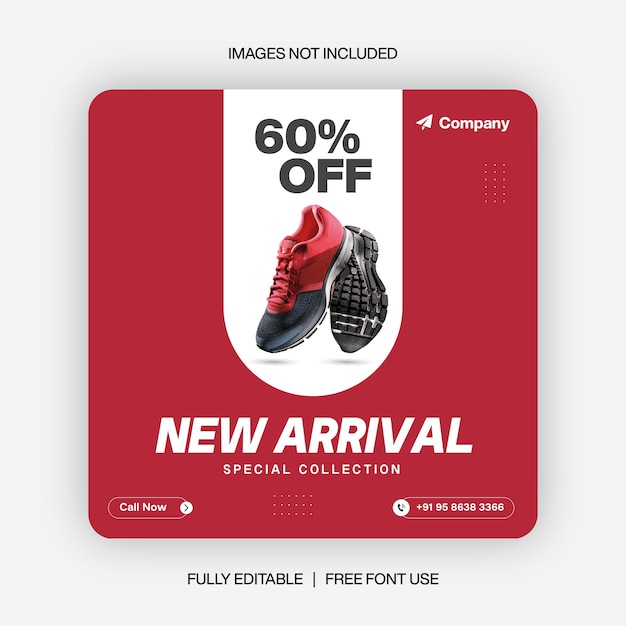 Vector shoes social media banner design or product social media post