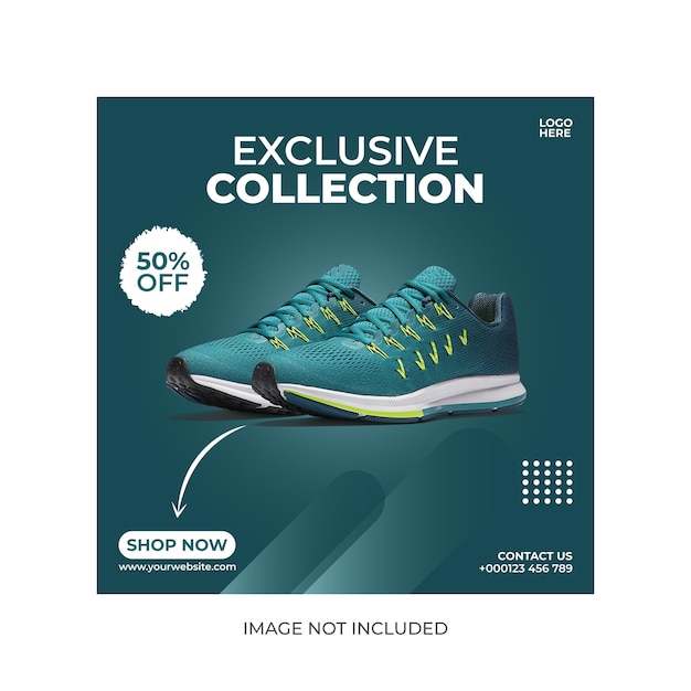 Шаблон дизайна поста в социальных сетях instagram для обуви Premium векторы