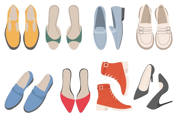 shoes top view in flat style vector