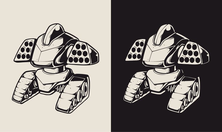 Shooter robot character illustration