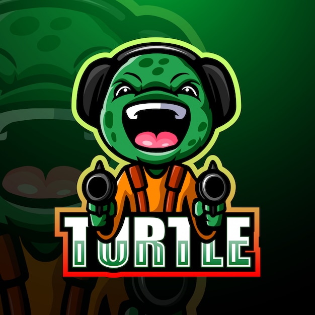 Shooter turtle mascot esport illustration