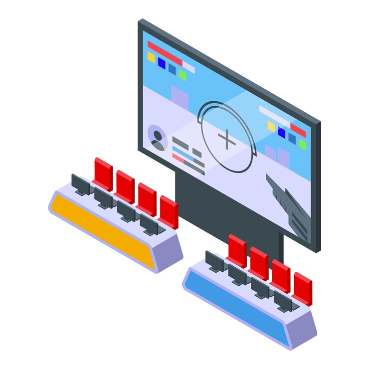 Vector shooting esport icon isometric vector sport gamer event cyber