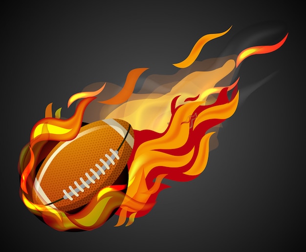 Shooting football with flame on black background