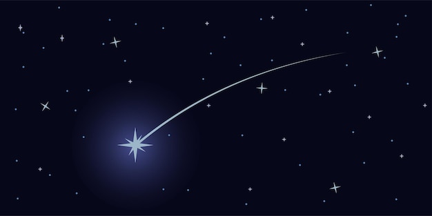 Vector shooting star on the background of the starry sky