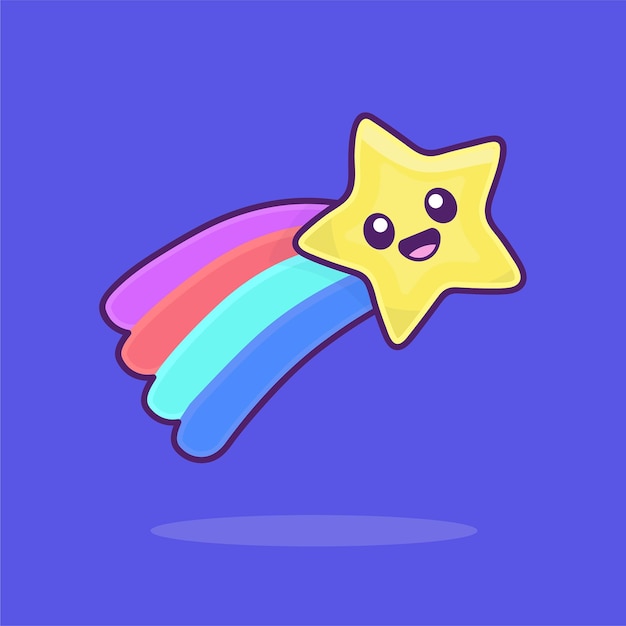 Vettore shooting star arcobaleno illustrazione cartoon carino sorriso felice meteo clipart adorabile arte vettoriale