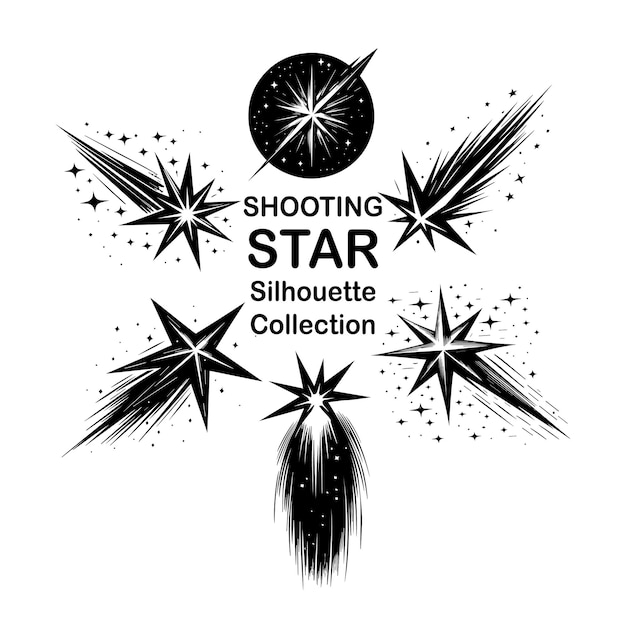 Vector shooting star silhouette vector collection