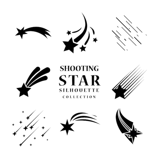 Vector shooting star silhoutte collection