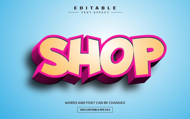 Shop 3d editable text effect template