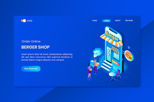 Shop app  isometric concept landing page