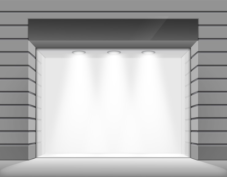 Vector  shop boutique store front with big window