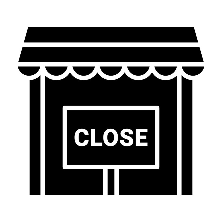 Vector shop close glyph solid black illustration