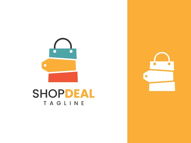 Shop deal logo design template shopping bag and discount concept