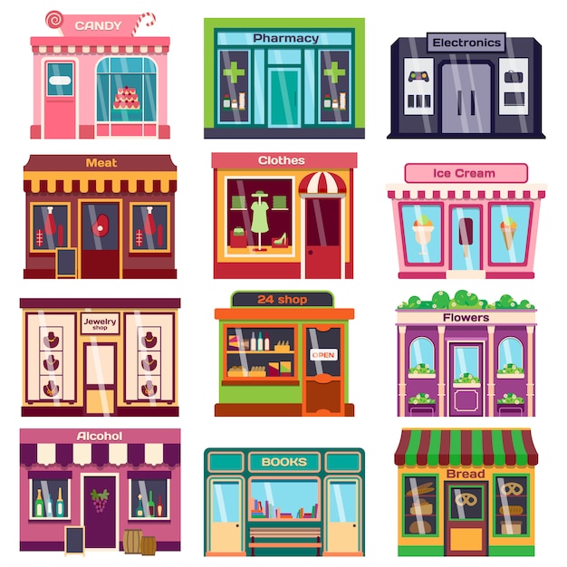 Vector shop facade  illustration.