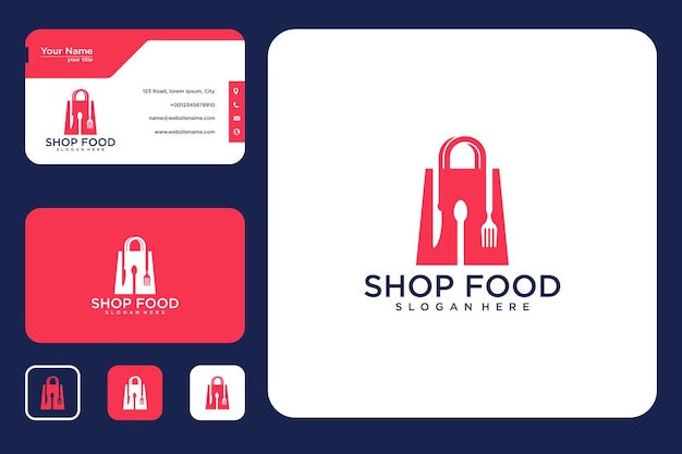 магазин продуктов питания дизайн логотипа и визитная карточка