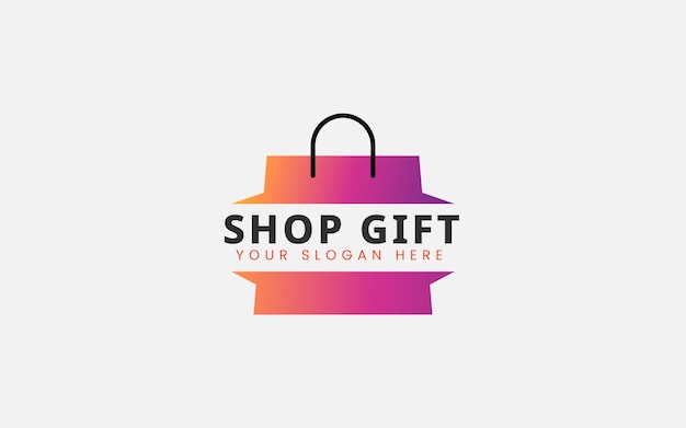 Vector shop gift logo with bag gift logo concept vector template