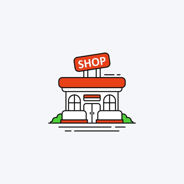 Shop house vector icon illustration. Building icon concept isolated premium vector. Flat design