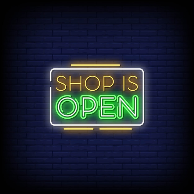 Shop is open neon signs style text