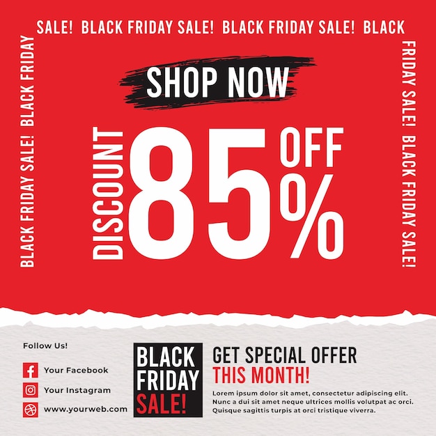 Shop now black friday sale special offer design template