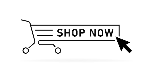 Acquista ora il pulsante di linea negozio carrello per lo shopping online concetto di design per lo shopping commerciale illustrazione vettoriale graphic design