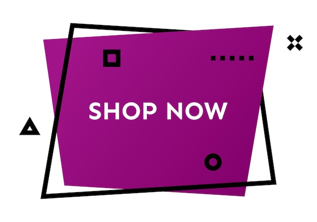 Shop now purple geometric trendy banner.  modern gradient shape with promotion text. vector illustration.