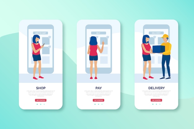 Acquista online e consegna design dell'interfaccia mobile