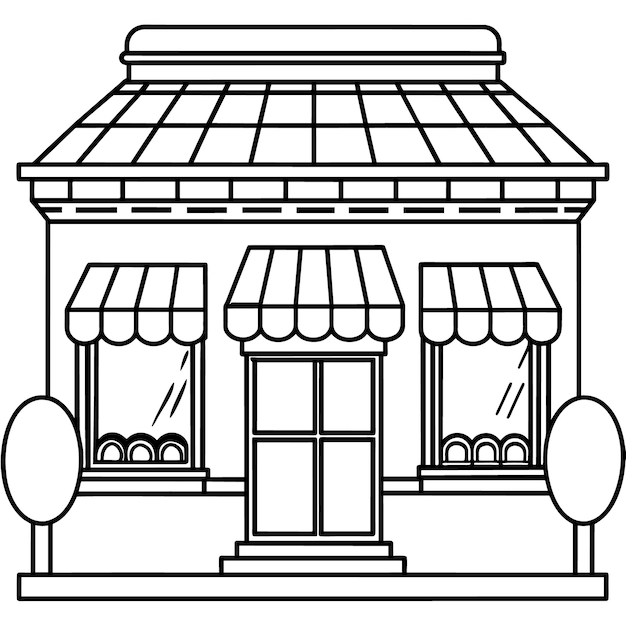 Vettore illustrazione del contorno del negozio libro di colorazione digitale pagina disegno line art