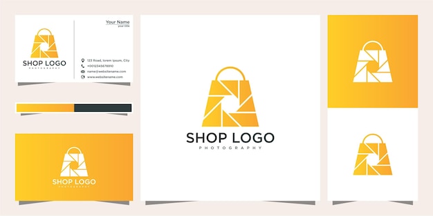 Shop photography logo design template and business card