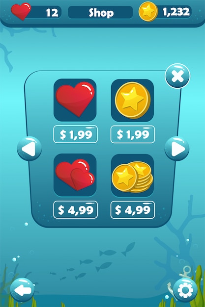 Shop Screen for Underwater Game Concept