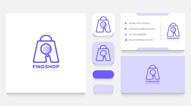 Vector shop searching logo template and business card