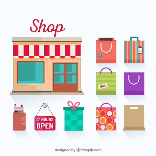 Shop and shopping bags