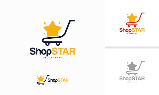 Shop Star-logo ontwerpen concept, Shopping Cart logo ontwerp sjabloon vector