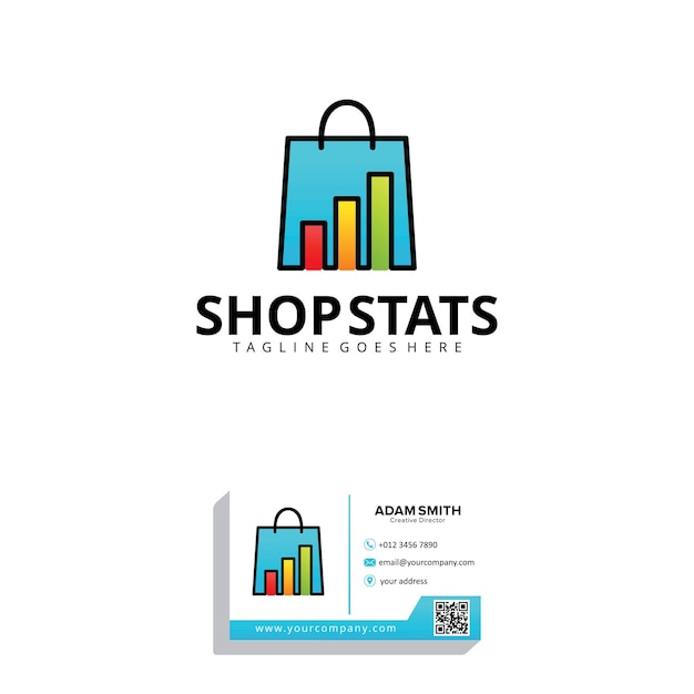 Шаблон дизайна логотипа shop stats