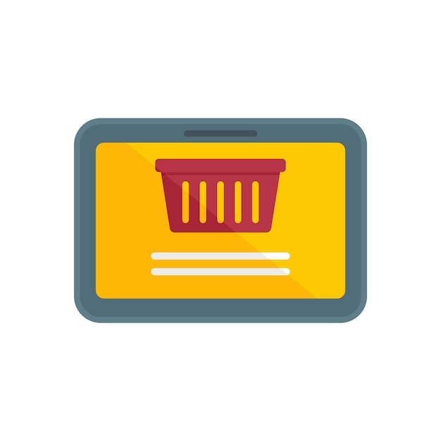 Shop tablet basket icon Flat illustration of Shop tablet basket vector icon isolated on white background