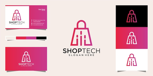 shop tech logo design and business card