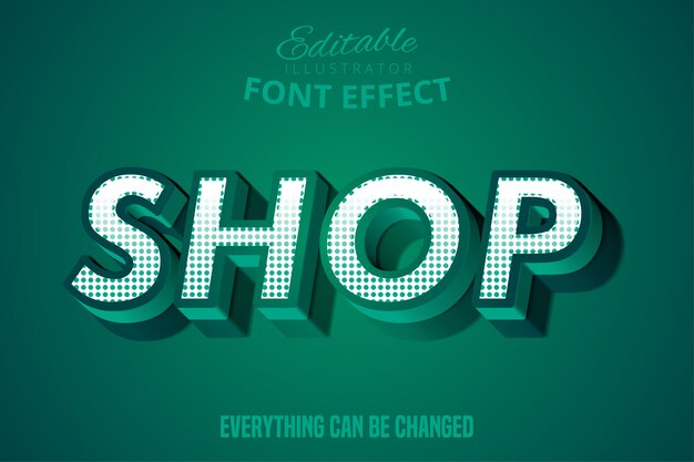 Shop text, editable font effect