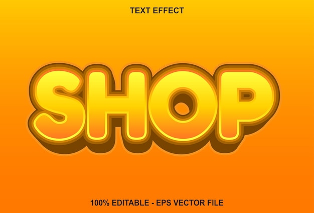 Vector shop text effect with orange color for promotion