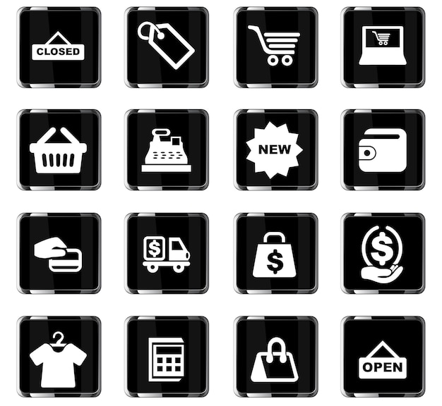 Shop vector icons for user interface design