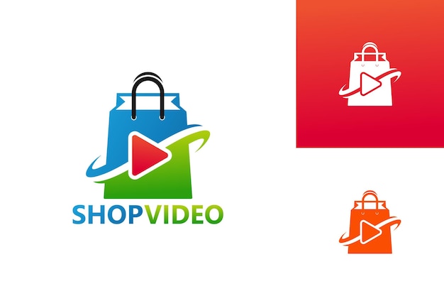 Shop video play logo template design vector, emblem, design concept, creative symbol, icon