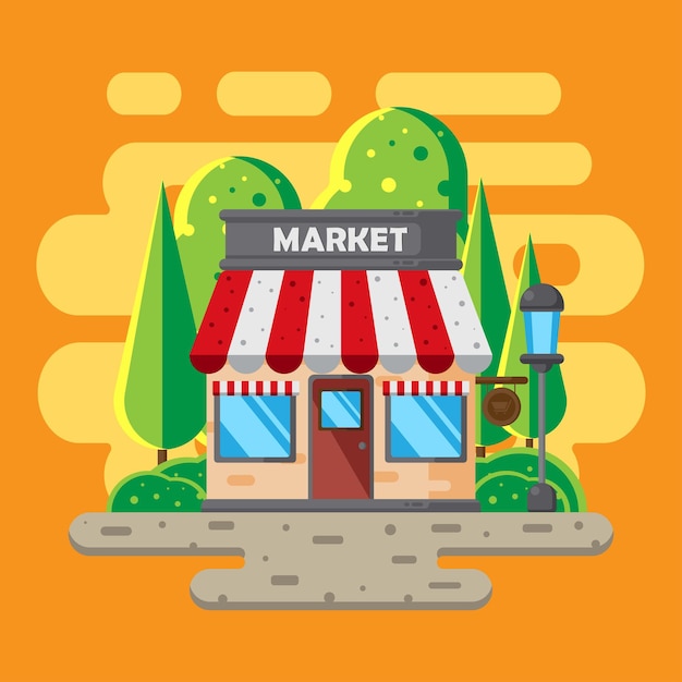 A shop with flat design illustration