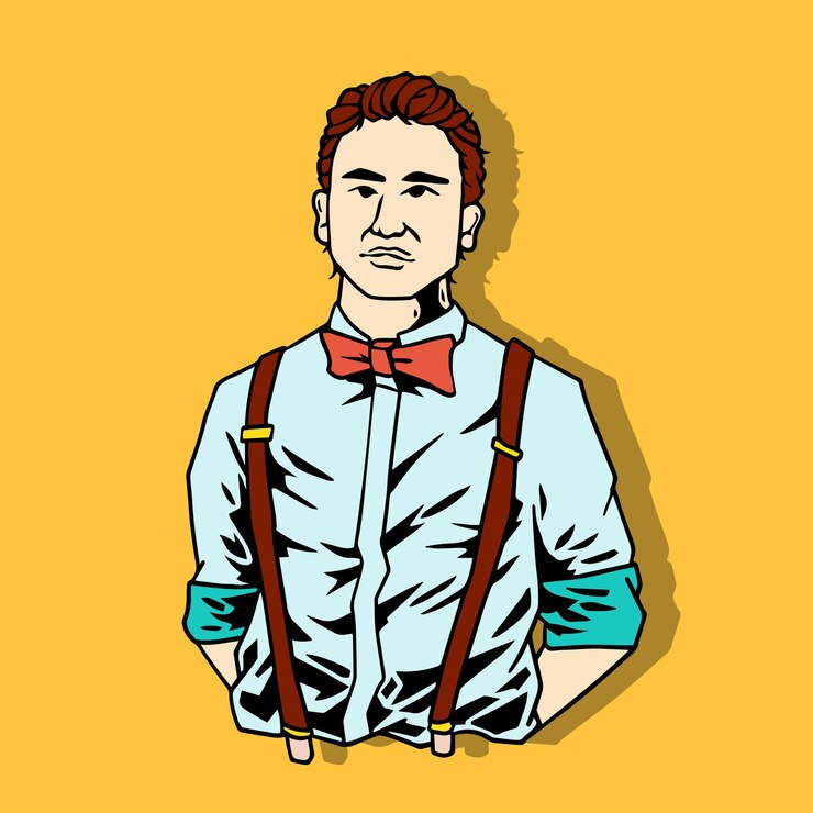 Vector shopkeeper man for logo poster or template