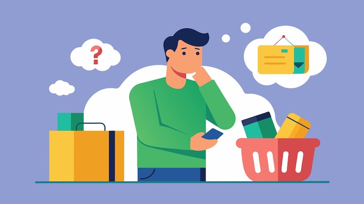 Vector a shopper gets caught in the psychology of scarcity purchasing an item they dont need because its
