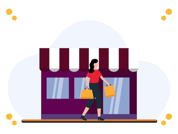 shoppers corner concept illustration stylish and beautiful